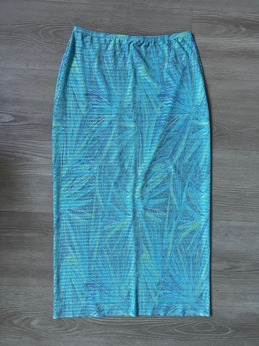 Blue Tropical Print Women's Midi Skirt